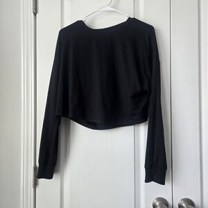 Lululemon Muscle Love Black Long-Sleeve Cropped Women's Top Size 10-12